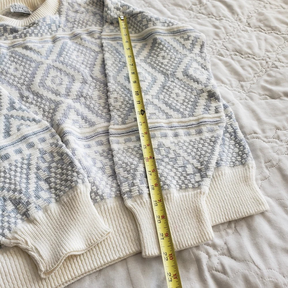 Vintage 80s Nordic Cotton Knit Sweater New England Preppy L/XL Fit WASP Grandpa